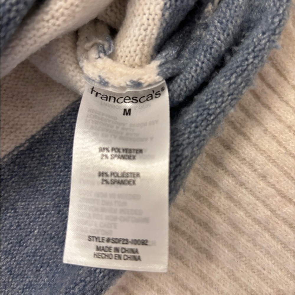 Mi Ami For Francesca’s Blue & Cream Cropped Sweater Size M - Picture 4 of 6
